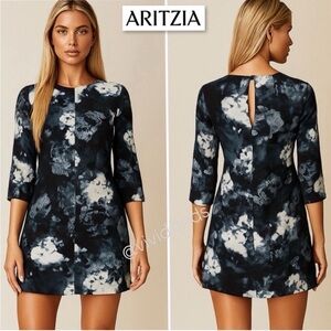 ARITZIA Wilfred Myosotis Mini Shift Dress L Japanese Fabric Silk Trim 58116